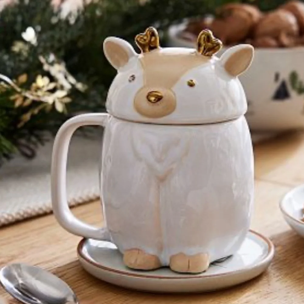 West Elm Ceramic Deer Mugs / 4